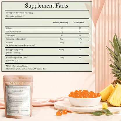 MATOP Women’s Probiotic Pineapple Gummies – Gut Health & pH Balance Daily Digestive Feminine Wellness, Vegan Sugar-Free, 60 Count
