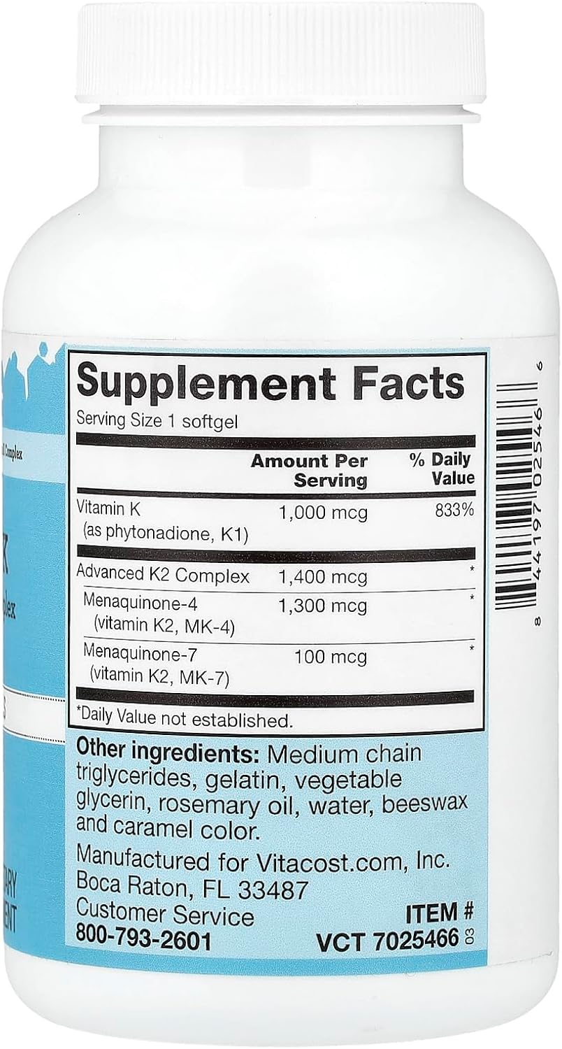 Vitacost Ultra Vitamin K Includes Advanced K2 Complex, 180 Softgels - görsel 2