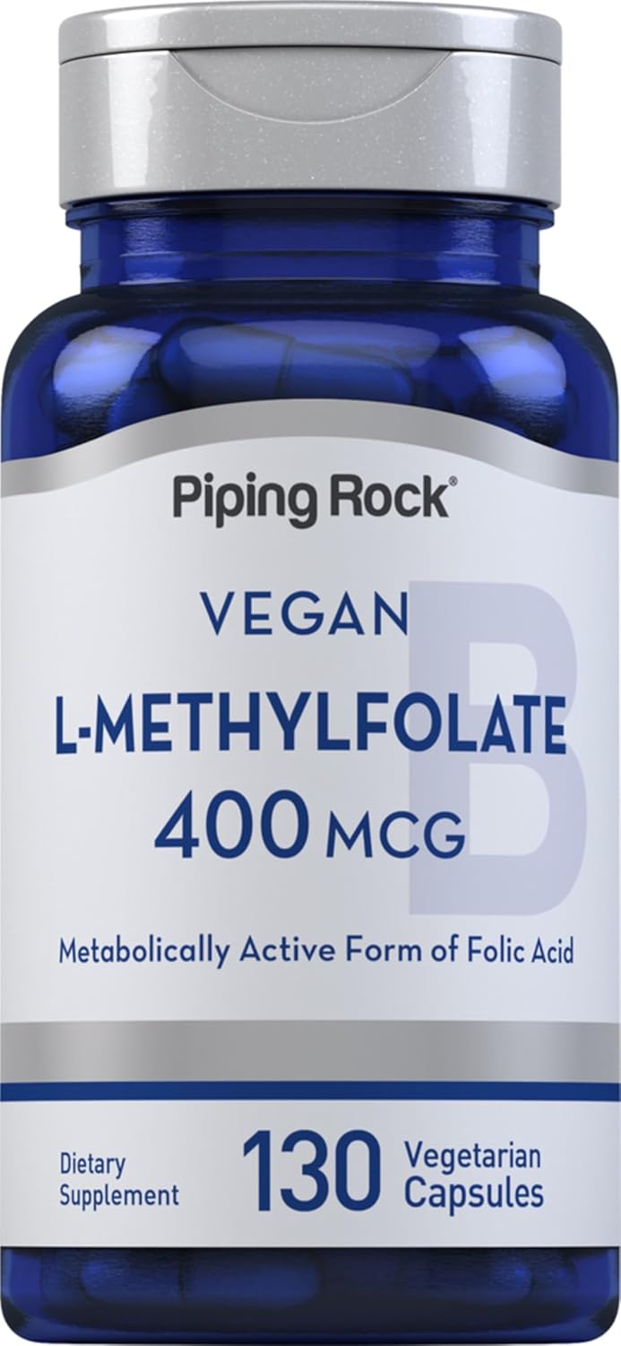 Piping Rock L-Methylfolate Supplement, 400 mcg, 130 Capsules - görsel 1