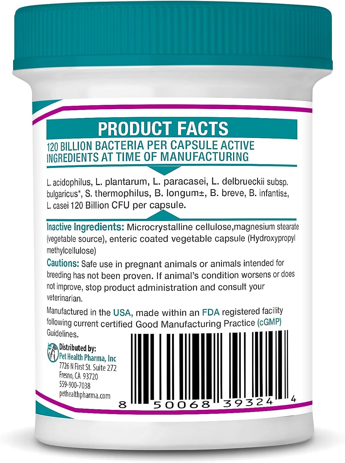 Vetbiome Plus High Strength Probiotics for Pets (80 Capsules) - 120 Billion CFU, 9-Strain Formula – Third-party Tested - Made in the USA - görsel 9