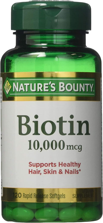 Nature's Bounty Biotin 10,000 mcg Rapid Release Softgels, 600 Count (5 Pack)