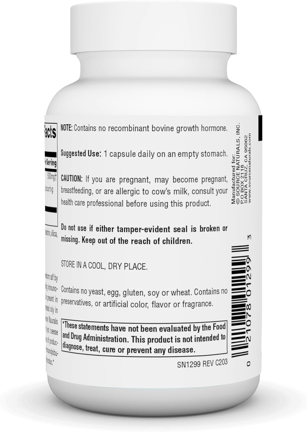 Source Naturals Colostrum, 30% Immunoglobulins - 60 Capsules - görsel 3
