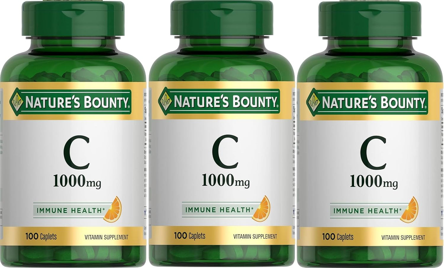 Nature's Bounty Vitamin C, 1000mg, 100 Caplets (Pack of 3) - görsel 1