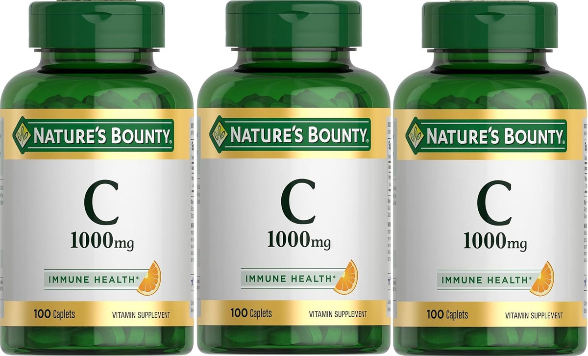 Nature's Bounty Vitamin C, 1000mg, 100 Caplets (Pack of 3) - görsel 1