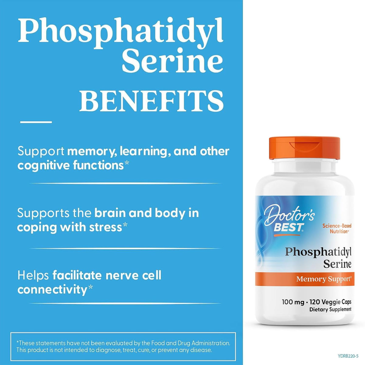 Doctor's Best Phosphatidylserine Supplement 100 mg - Phosphatidyl Serine Capsules for Memory & Cognitive Support, Gluten Free, Vegan - 120 Veg Caps - görsel 3
