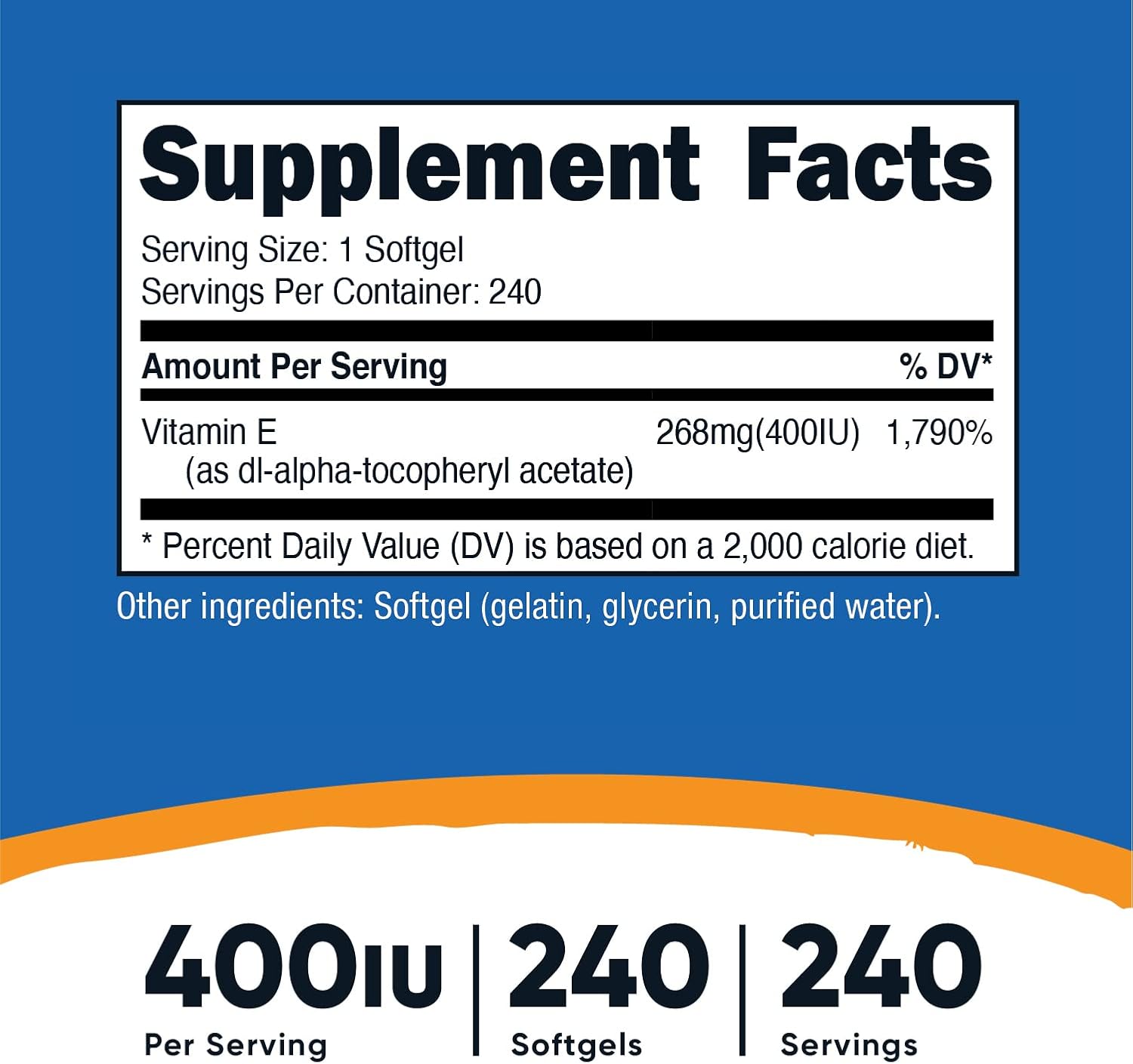Nutricost Vitamin E 400 IU (240 Soft gel capsule Capsules) – 3 Bottle Value Pack - görsel 2