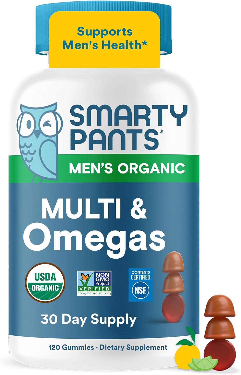 SmartyPants Men's Multivitamin Gummies with Omega-3 DHA/EPA, Methylfolate, Vitamin D3, C, B12, B6, A, K, Zinc – Raspberry Lemonade, 90 Count - görsel 9