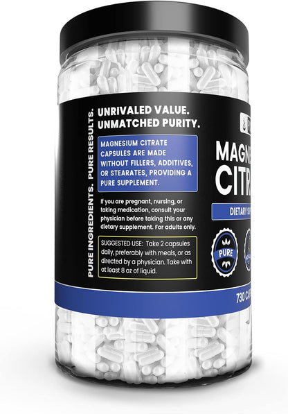 Pure Original Ingredients Magnesium Citrate, 730 Capsules
