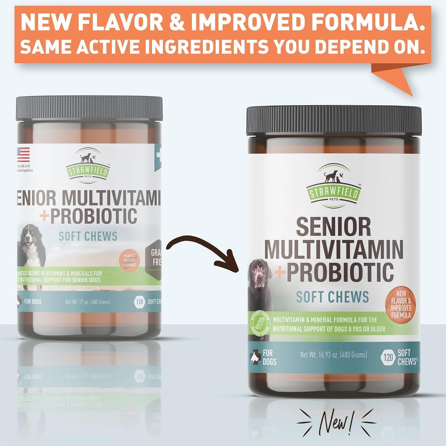 Senior Multivitamin + Probiotics for Dogs with Milk Thistle Joint Support Supplement - Bacon Flavour, 120 Soft Chews - görsel 2