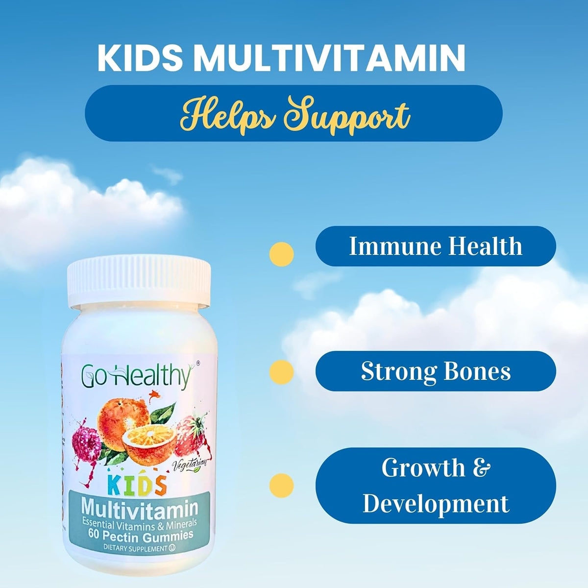 Go Healthy Kids Multivitamin Gummies with Vitamin C, D3 and Zinc – Immune Support for Children 2+ - görsel 4