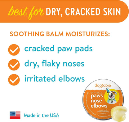 3-in-1 Balm for Pets | 2oz Nourishing Balm for Dry, Cracked Skin in Dogs | Protective Balm Moisturises and Heals Pets’ Paws, Noses, and Elbows
