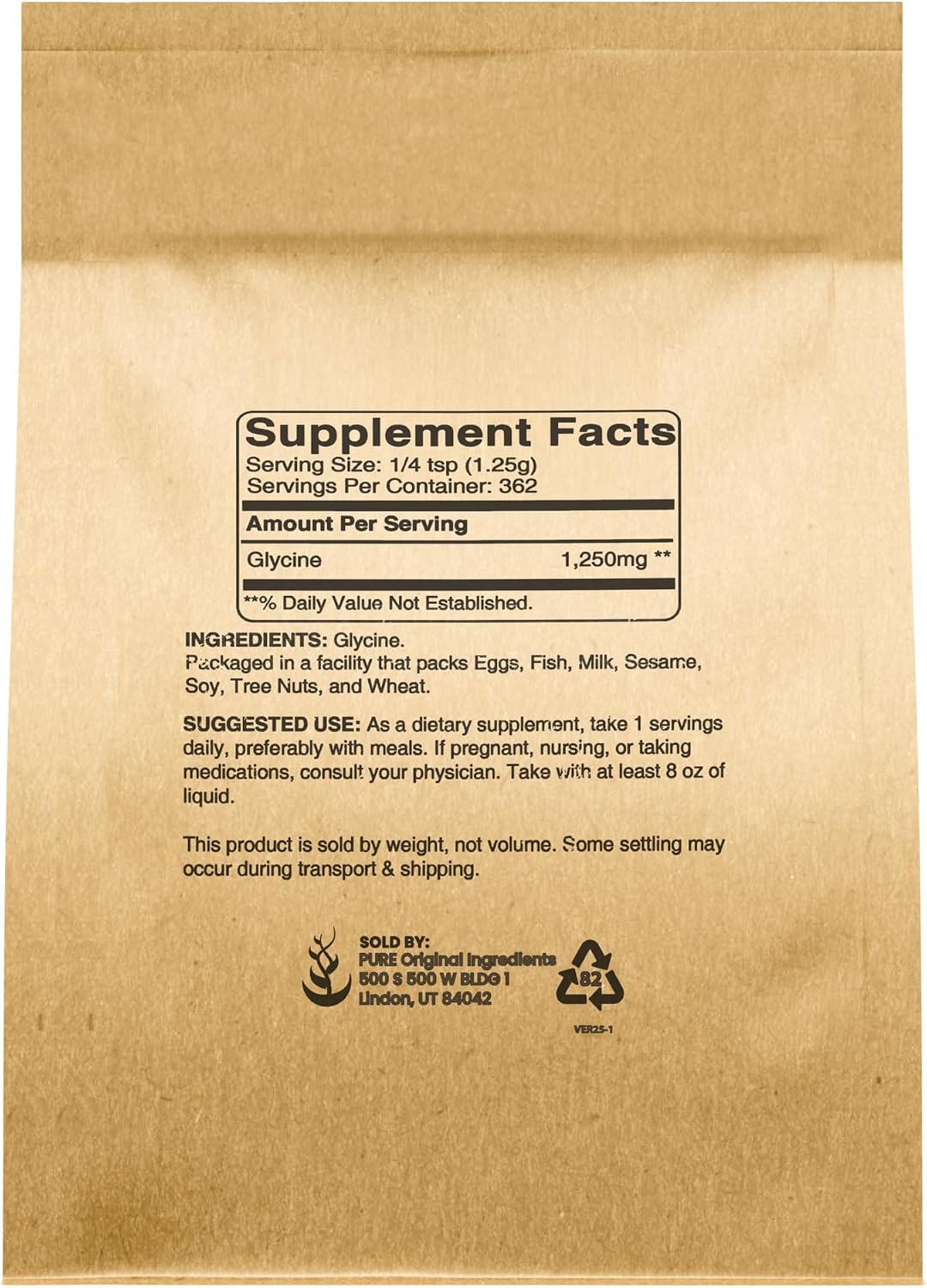 Pure Original Ingredients Glycine Powder, 454 g (1 lb), Non-GMO, Non-Essential Amino Acid - görsel 2