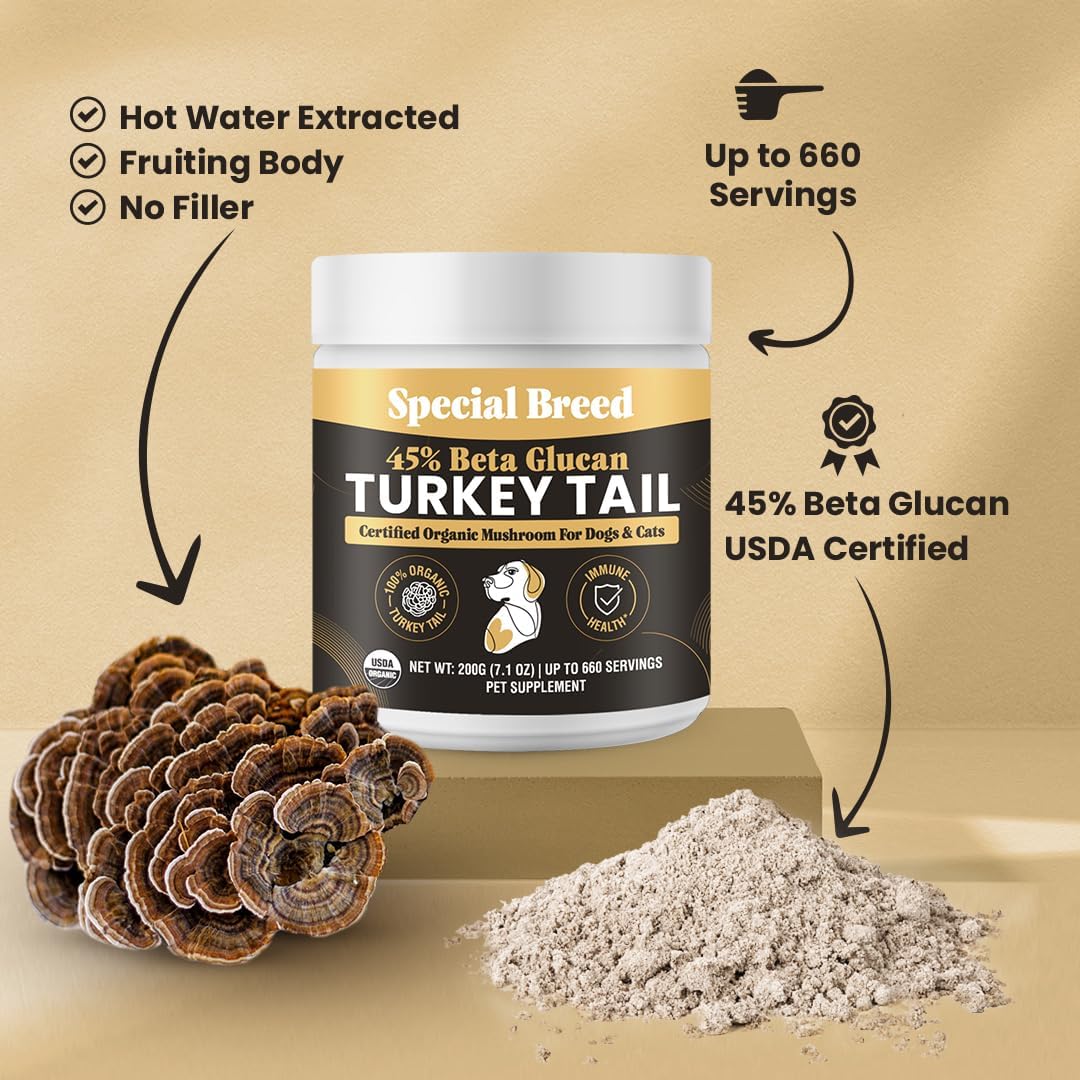 Special Breed Organic Turkey Tail Mushroom for Dogs and Cats, 660 Servings - görsel 4