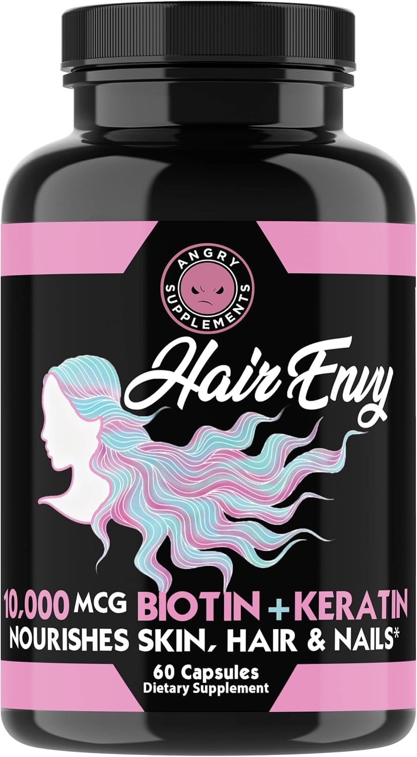 Angry Supplements Hair Envy – 10,000 mcg Biotin + Keratin Supplement (3 Bottles) - görsel 7
