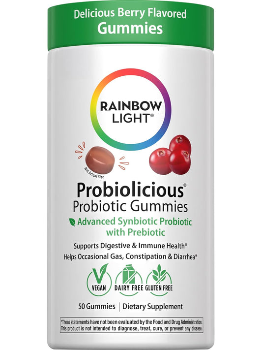 Rainbow Light Probiotic Gummies | 50 Gummies | Advanced Synbiotic with Prebiotic | for Men, Women & Children | Supports Digestive & Immune Health