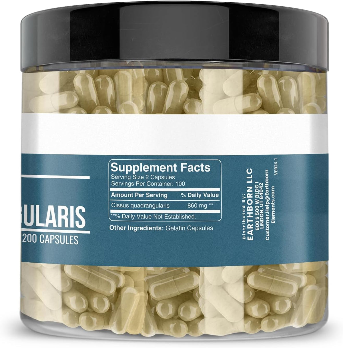 Earthborn Elements Cissus Quadrangularis 200 Capsules, Pure & Undiluted, No Additives - görsel 2