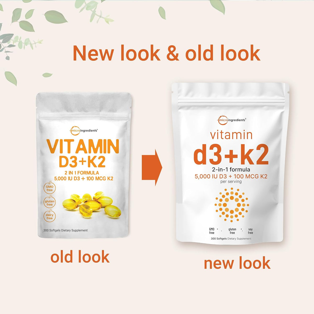 Micro Ingredients Vitamin D3 5,000 IU + K2 MK-7 100 mcg, 2 Pack (600 Softgels) - görsel 5