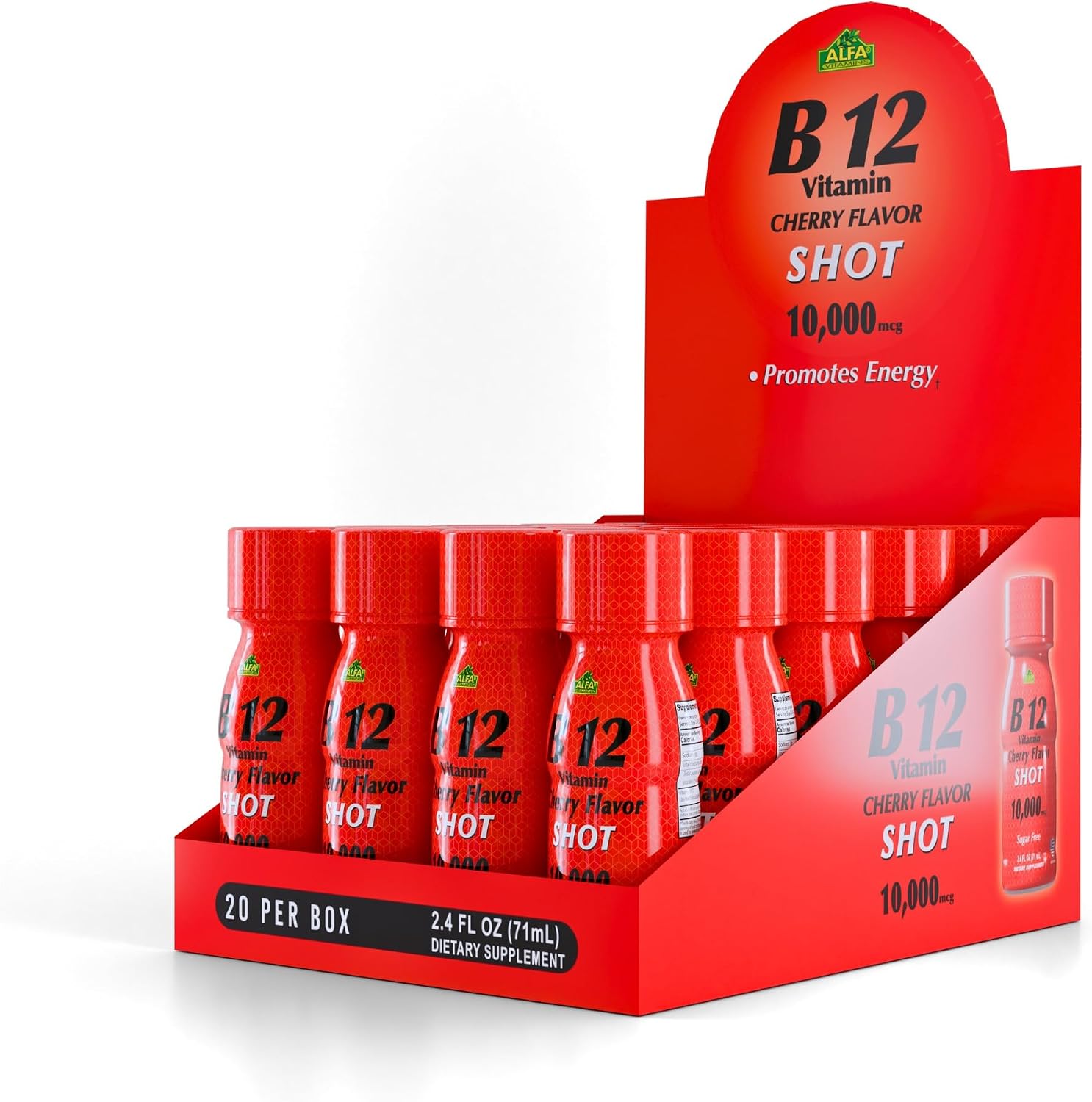 ALFA VITAMINS Vitamin B12 Energy Shot - 5,000 mcg Methylcobalamin, Sugar-Free, Caffeine-Free - 20 Pack - görsel 3