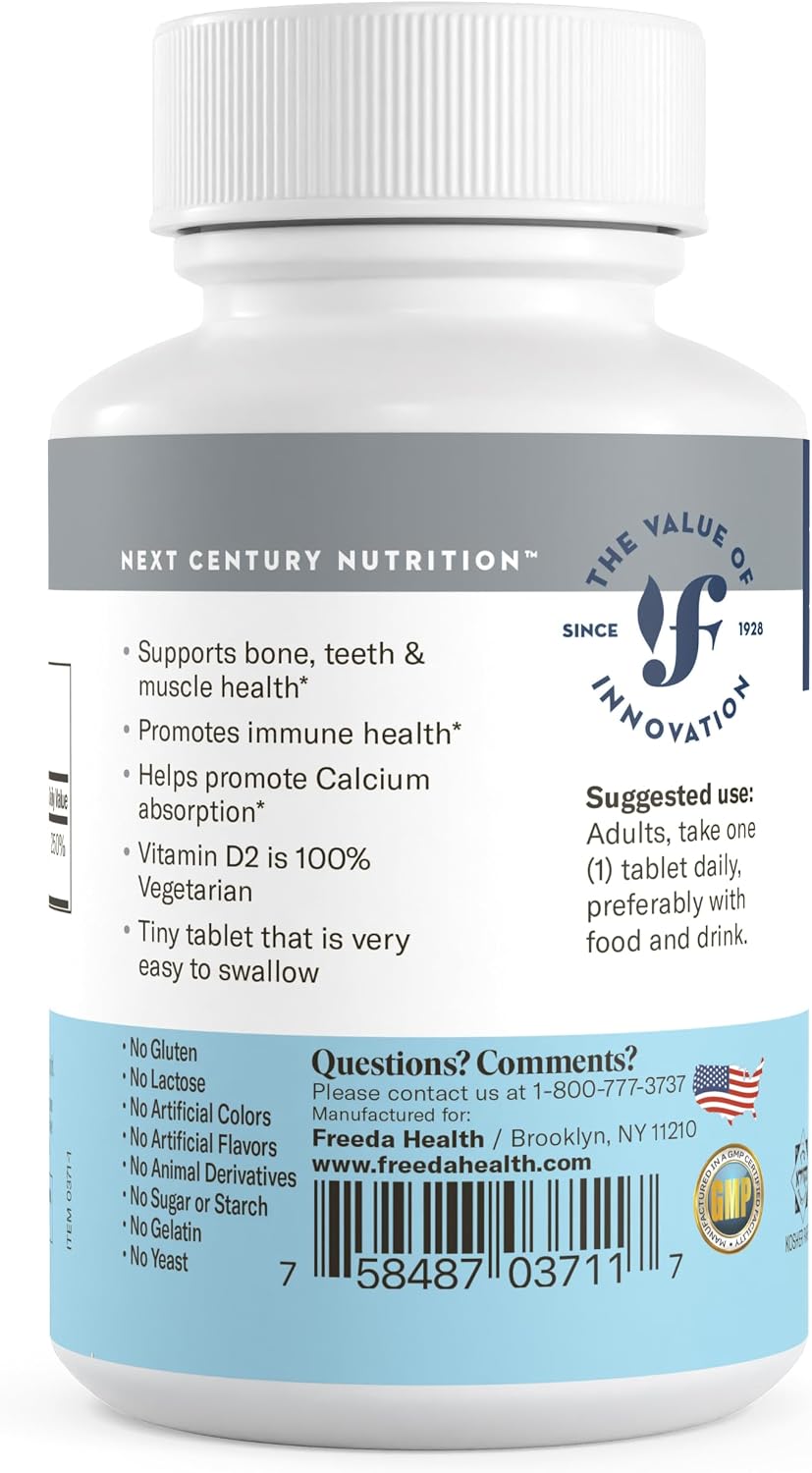 FREEDA Vitamin D2 2000 IU – Vegan Vitamin D for Bone Strength and Immune Support – 100 Small Tablets - görsel 8