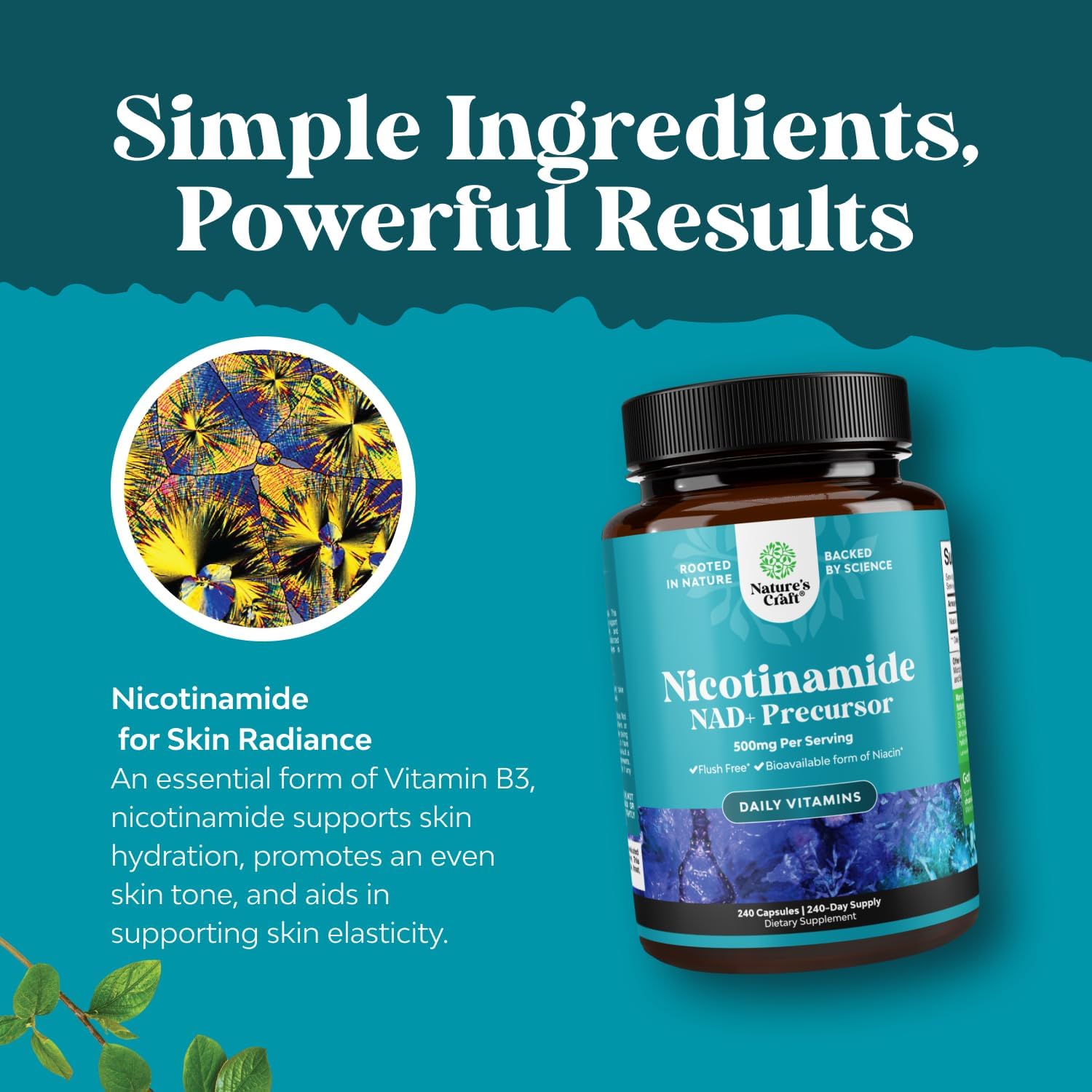 Vitamin B3 Niacinamide 500mg Capsules – Flush Free Nicotinamide for Energy and Skin Support – 240 Count - görsel 4