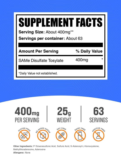 BulkSupplements.com SAM-e Powder - S-Adenosyl-L-Methionine 400mg, 25g