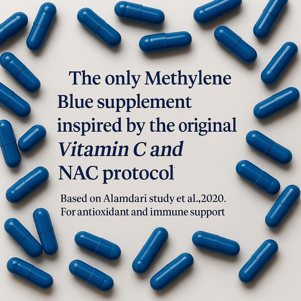 I Am Joy co. Methylene Blue Capsules (USP Pharma Grade) with NAC for Antioxidant Support, Vitamin C for Absorption, Beetroot for Blood Flow, Cognition 60 Capsules - görsel 3