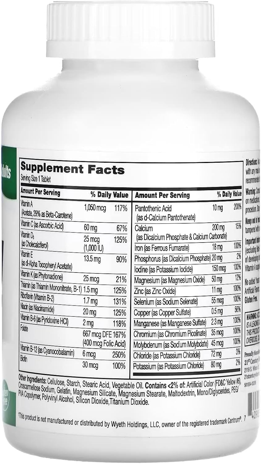 21st Century Sentry Multivitamin & Multimineral Supplement, 300 Tablets - görsel 2