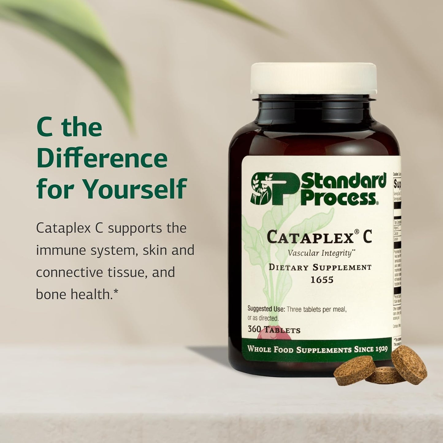 Standard Process Cataplex C - Supports Immune & Bone Health - Aids Healthy Skin & Connective Tissue - Includes Antioxidant Vitamin C - Non-Dairy & Non-Soy - 360 Tablets - görsel 3