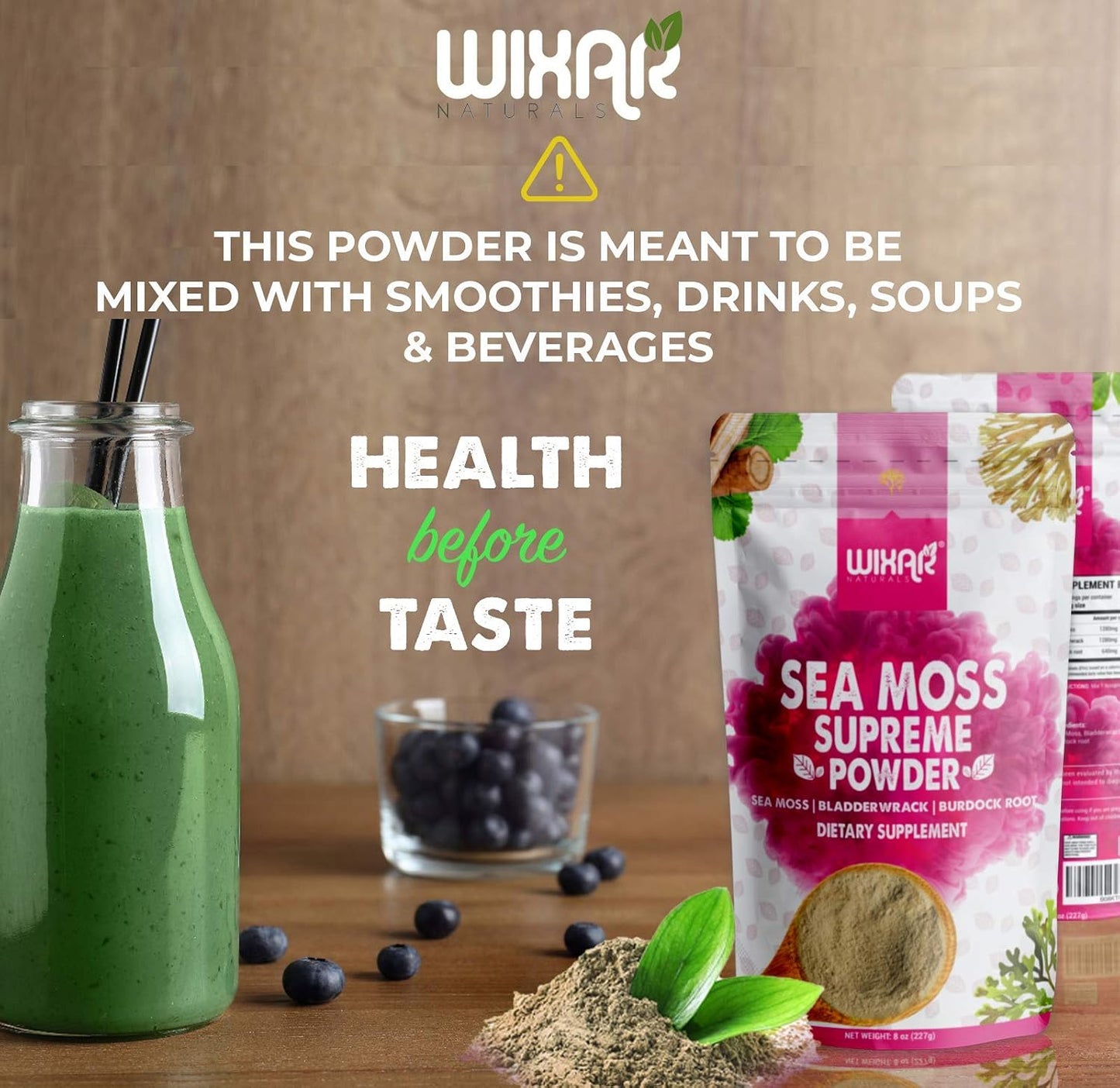 Wixar Wildcrafted Sea Moss Powder – Irish Moss, Bladderwrack & Burdock Root, 227 g - görsel 2