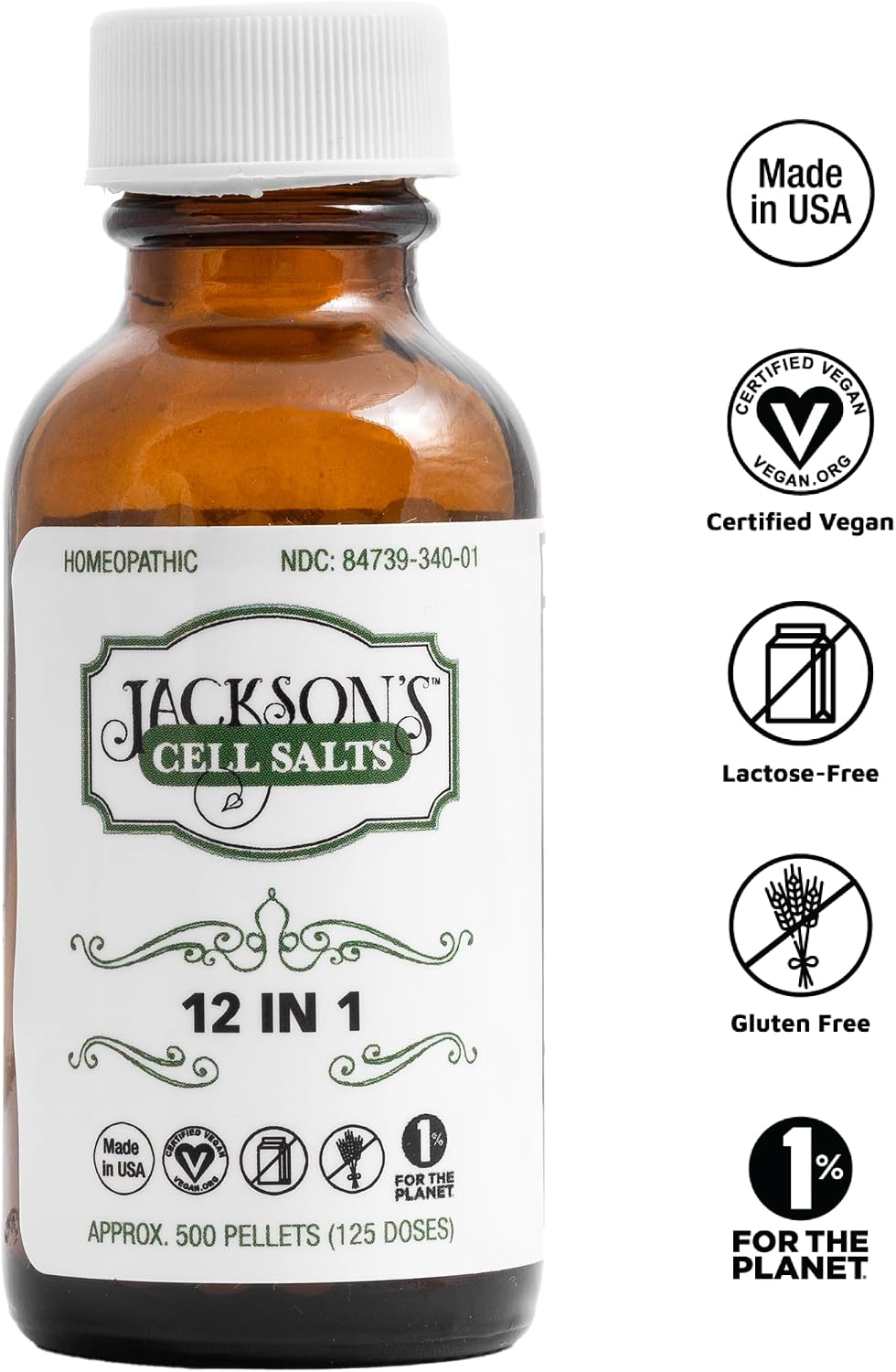 Jackson's 12-in-1 Cell Salt Combo 6X – 500 Pellets (125 Doses) – Vegan, Lactose-Free, Manufactured in the USA - görsel 2