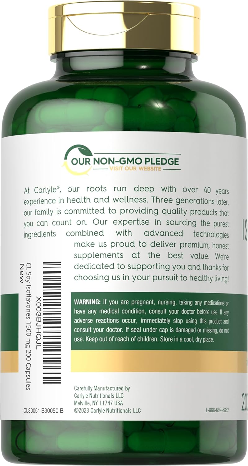 Carlyle Soya Isoflavones for Women and Men | 200 Capsules | Non-GMO, Gluten-free Extract Supplement - görsel 3