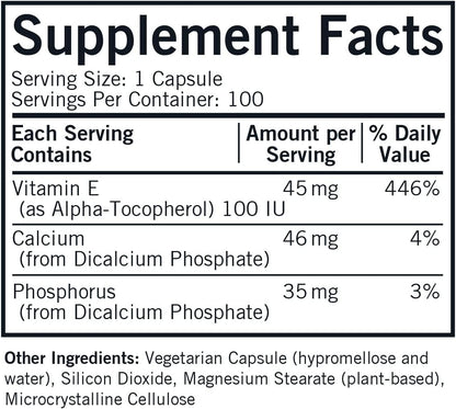 Kirkman Vitamin E 100 IU – Hypoallergenic, 100 Vegetarian Capsules