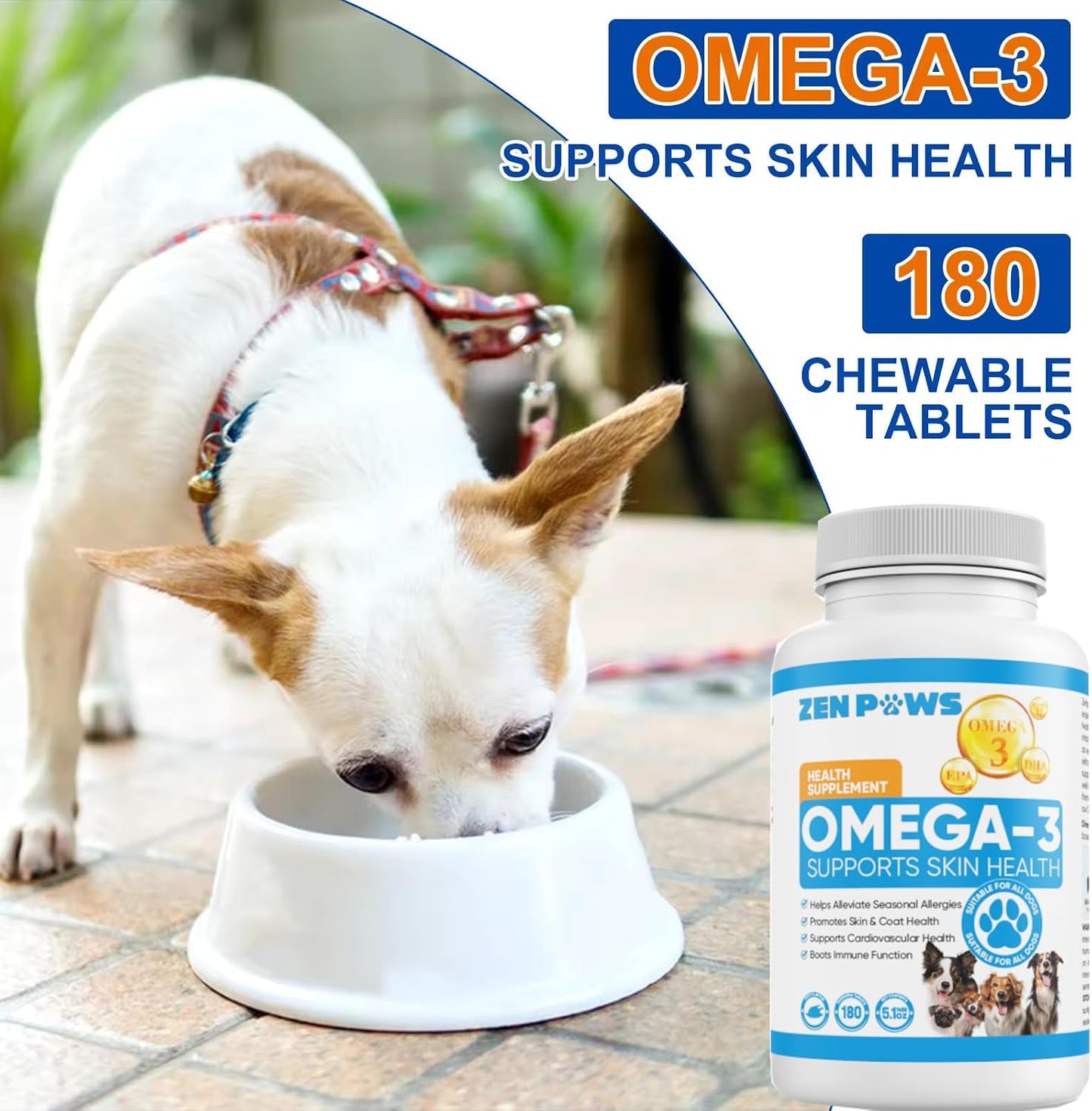Zenpaws Omega-3 Fish Oil for Dogs – 180 Chewable Tablets - görsel 4