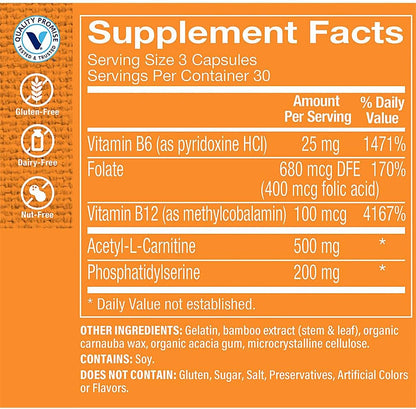 The Vitamin Shoppe Brain Sharp with Acetyl-L-Carnitine, Phosphatidylserine (90 Capsules)