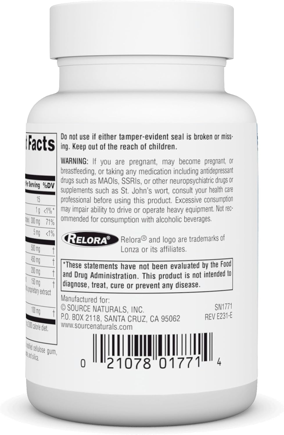 Source Naturals Serene Science Theanine Serene with Relora, Magnesium and GABA - 30 Tablets - görsel 3