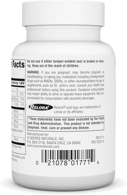Source Naturals Serene Science Theanine Serene with Relora, Magnesium and GABA - 30 Tablets