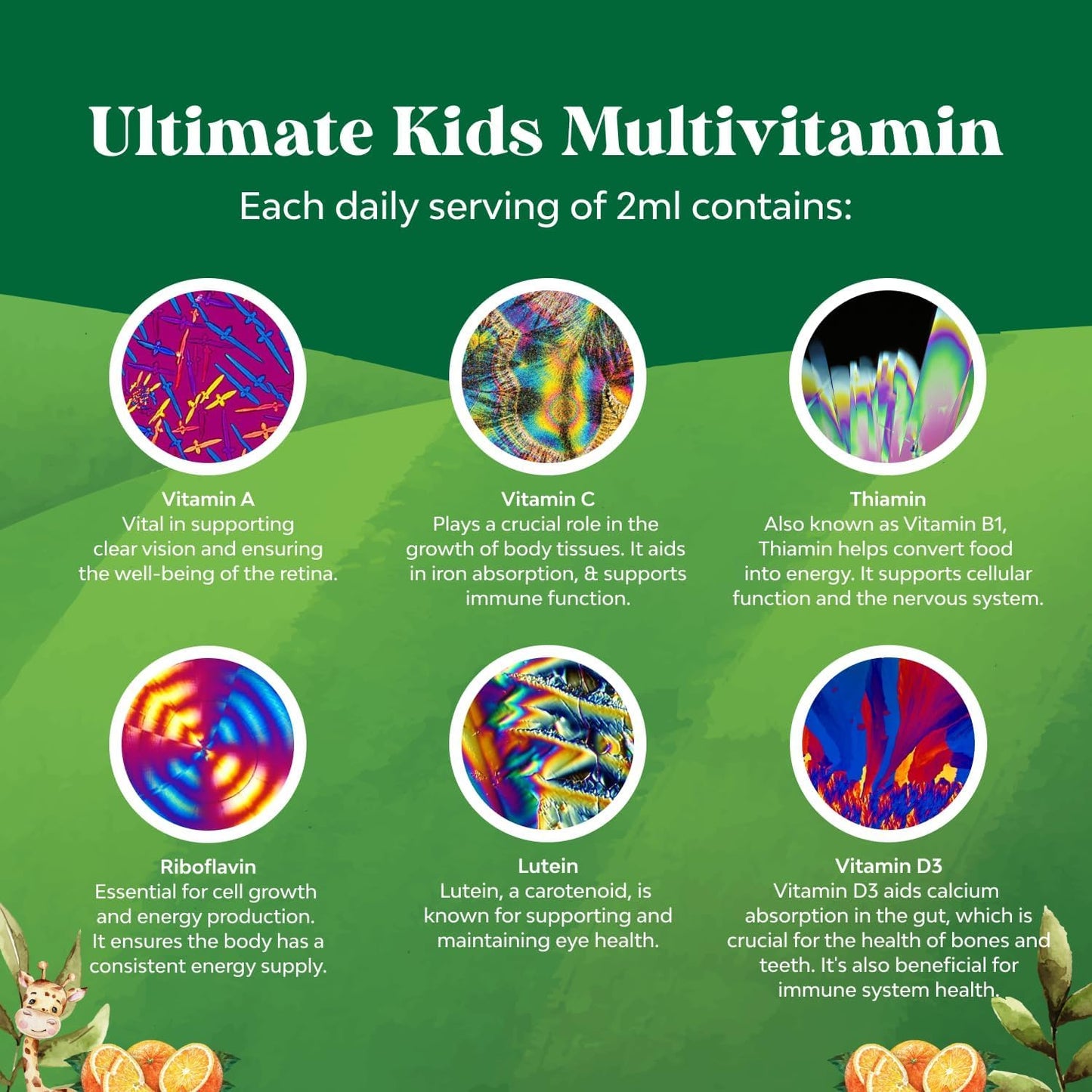 Natures Craft Liquid Multivitamin for Children Immune Support - Delicious Toddler Supplement with Vitamins A, C, D3, E, B6 - High Absorption, 60 ml (2 fl oz) - görsel 4