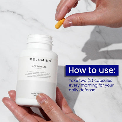 Relumins Age Defence NAD+ Supplement with NADH, CoQ10, Glutathione, Resveratrol, Fisetin, Curcumin & EGCG - Antioxidant Support Supplement – 60 Vegan Capsules