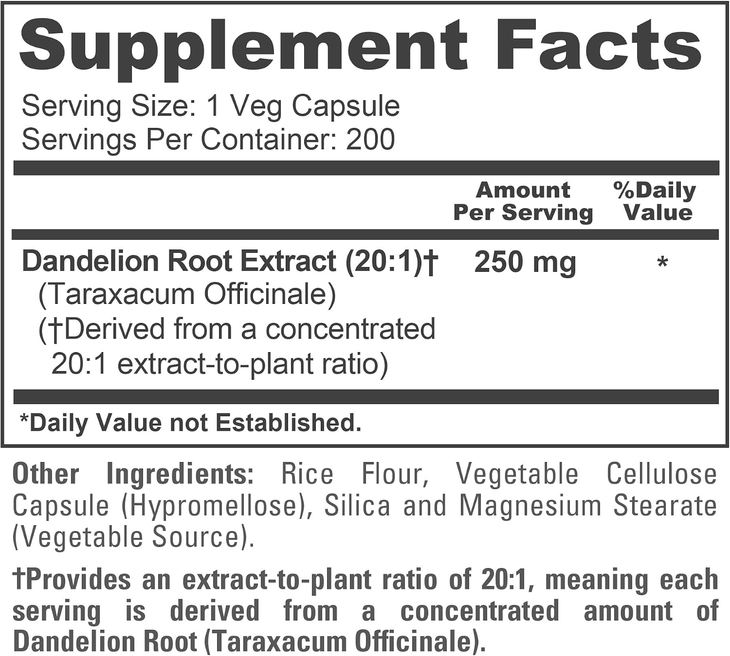 NusaPure Dandelion Root, 250 mg, 200 Veg Capsules (Non-GMO, Vegan) - görsel 4