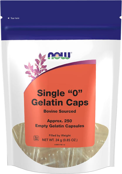 NOW Foods Empty Gelatine Capsules, Size "0", Bovine Sourced, 1,000 Capsules