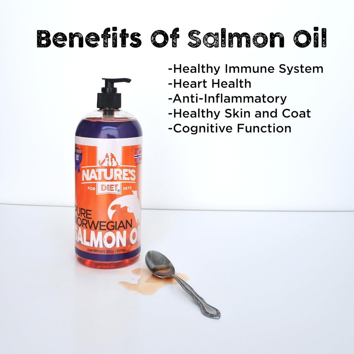 Nature's Diet Norwegian Salmon Oil for Dogs & Cats – Natural Omega-3 Supplement, 946 ml - görsel 5