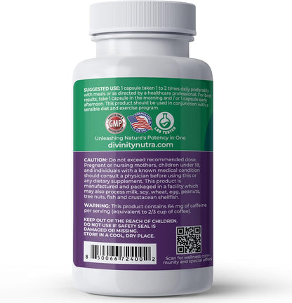 Divinity Nutra Thermogenic Brazilian Lean, Supplements for Bloating for Women & Men, 60 Capsules