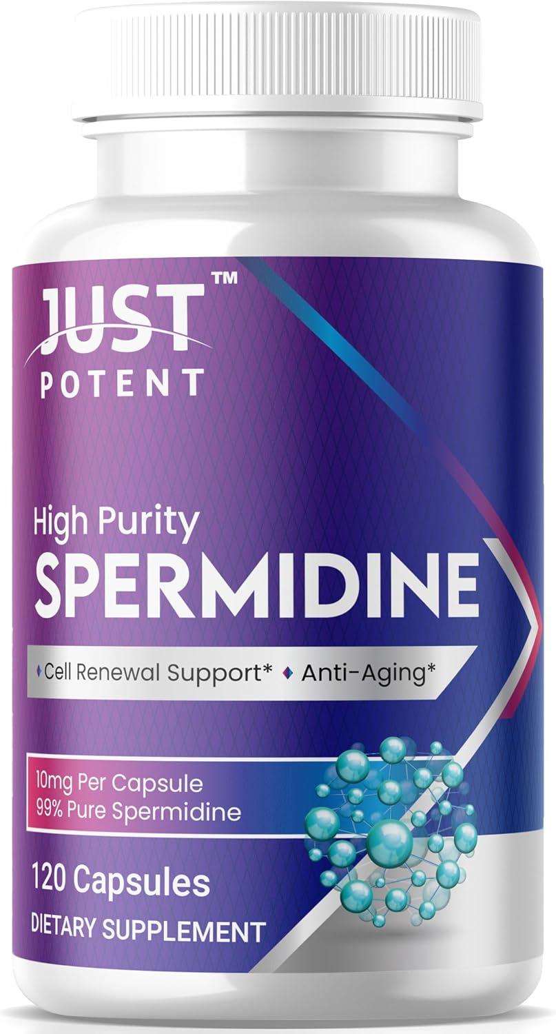 Just Potent High Purity (99%) Spermidine Supplement – 120 Capsules, 10mg Each – Cell Renewal Support - görsel 1
