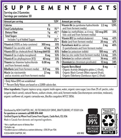 New Chapter Kids Multivitamin Gummies - 65% Less Sugar, Berry-Citrus, 60ct