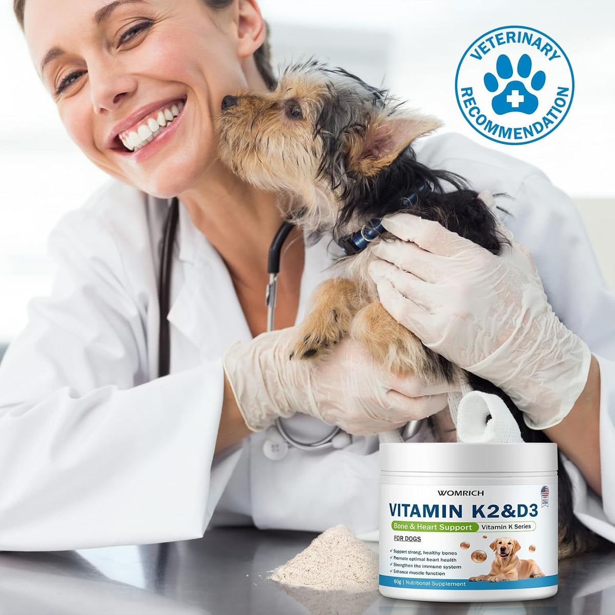 Vitamin K2 & D3 Supplement for Dogs – 60g | Vitamin Complex Supports Strong Bones, Cardiovascular Health, & Immune Function | Vitamins K for Dogs, Vitamins K1 & K2 (MK4 & MK7) + Vitamins D3 - görsel 5
