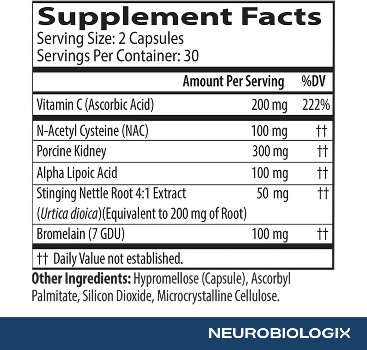 Neurobiologix Gut Histamine Support – Digestive & Immune Support with Vitamin C, NAC, Bromelain & Quercetin (60 Vegetarian Capsules) - görsel 5
