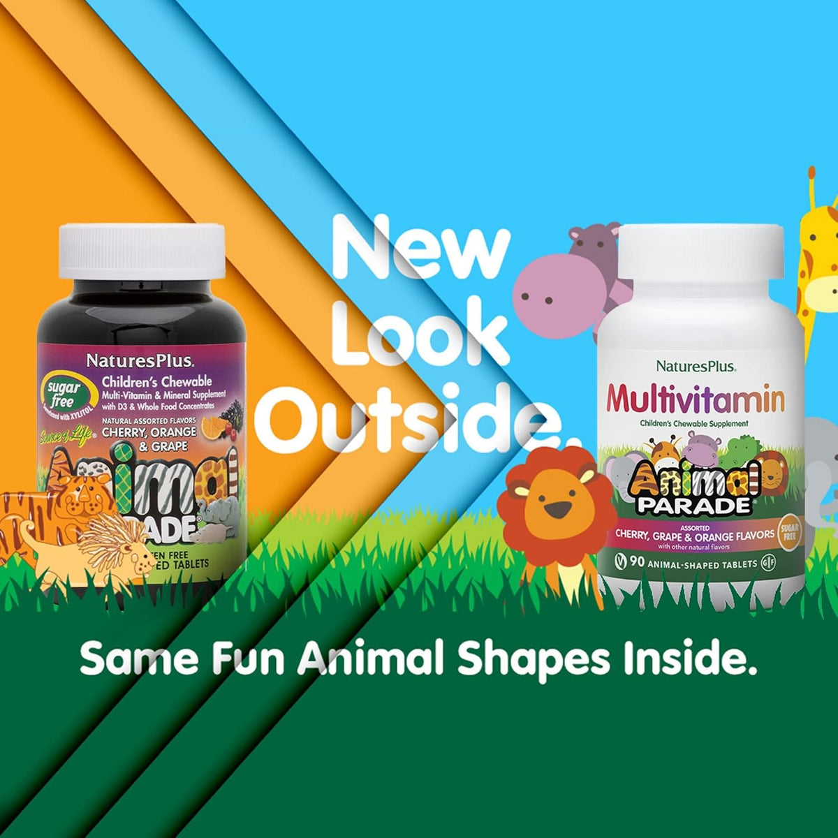 NaturesPlus Animal Parade Sugar-Free Children's Multivitamin, 90 Chewable Tablets - görsel 2