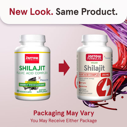 Jarrow Formulae® Shilajit 250 mg, Food Supplement, Shilajit Acid Complex for Cellular Energy Production, 60 Veggie Capsules