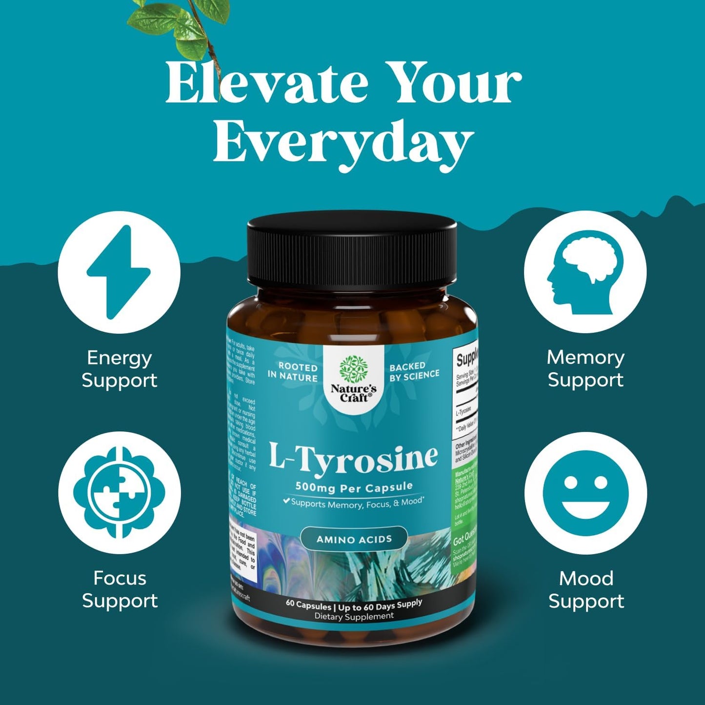 Free Form L-Tyrosine 500mg Capsules - görsel 5