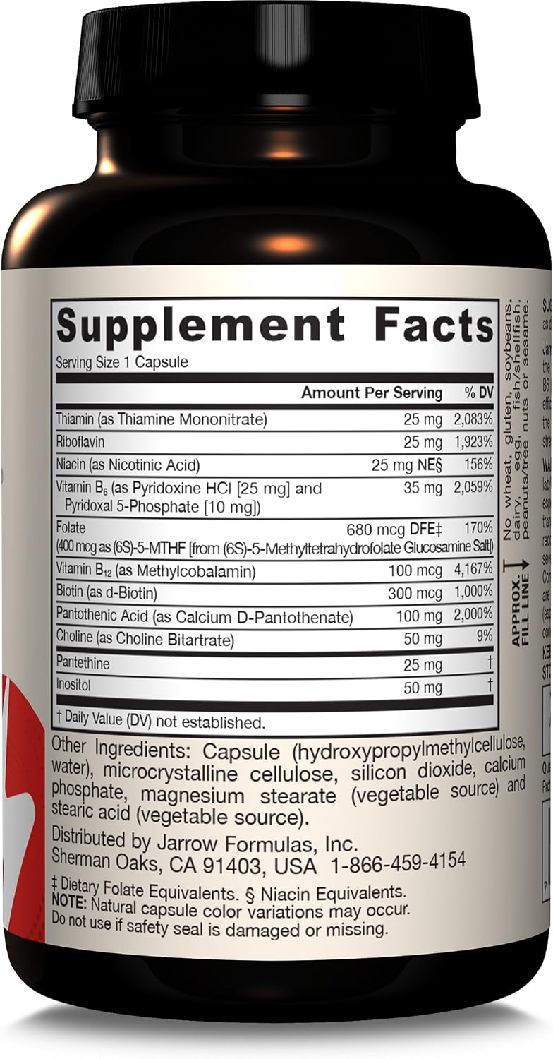 Jarrow Formulae B-Right Optimised B Complex - Methylated B Vitamins for Energy and Stress Management, 100 Vegetable Capsules - görsel 9